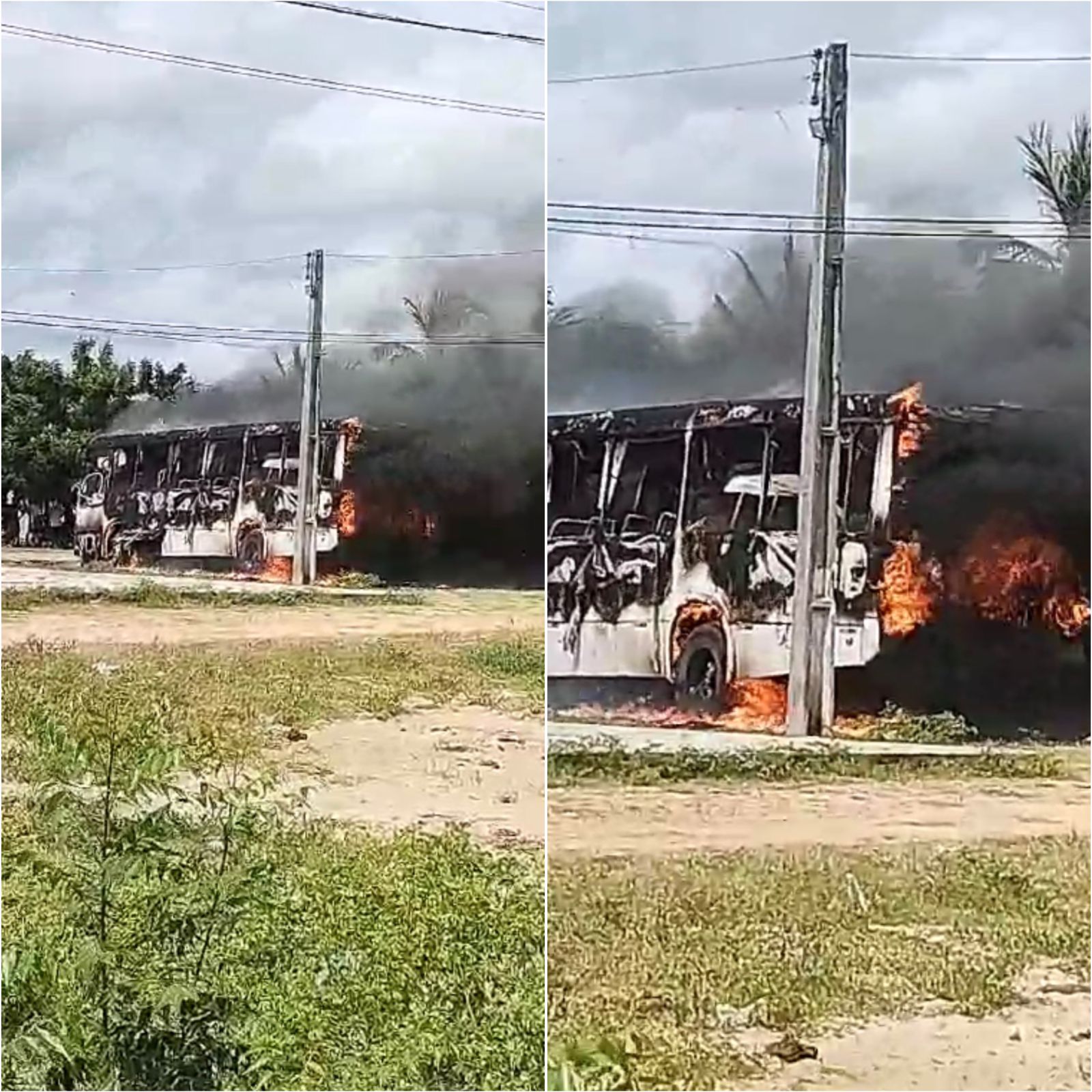 Ônibus escolar pega fogo 