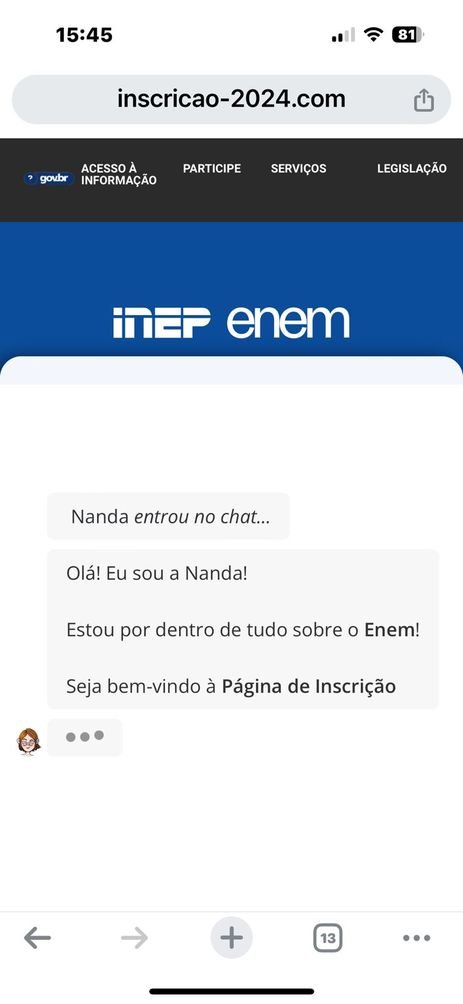 Print/AgenciaBrasil Golpe pagamento da taxa do enem. Print de página fraudulenta.