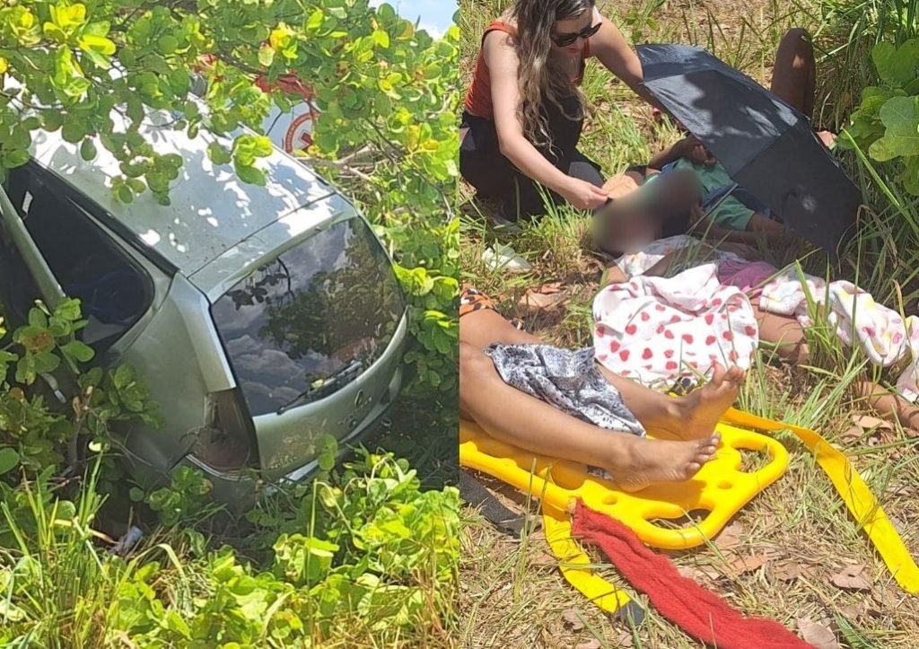 Três crianças estavam no carro qunado a motorista colidio com a a árvore( Foto : divulgação)